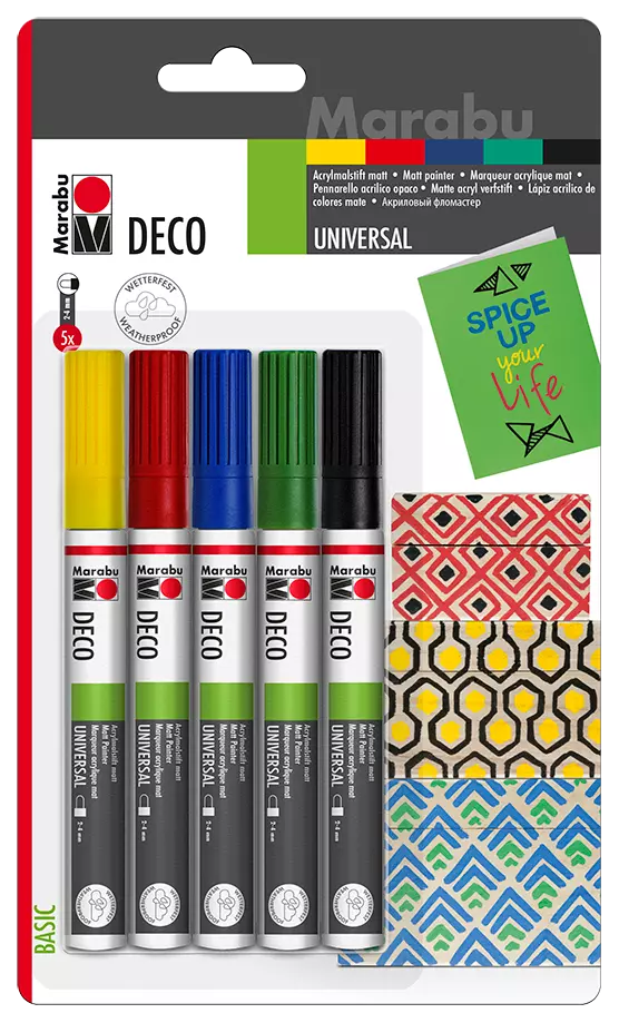Marabu Deco Painter 5pc blister assortment "Basic", 5 x 2-4 mm