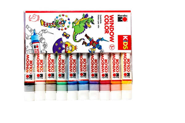 Marabu KiDS Window Color 10pc assortment FAVOURITES, 10 x 25 ml