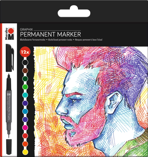 Marabu Permanent Marker Graphix 12pc assortment SIGNIFICANT