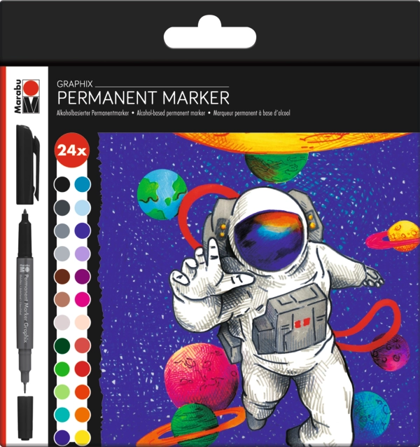Marabu Permanent Marker Graphix 24pc assortment HERO OF GALAXY
