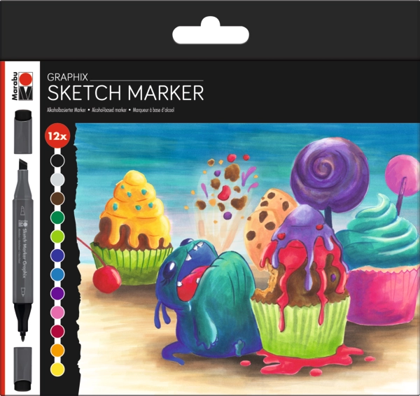 Marabu Sketch Marker Graphix 12pc assortment SUGARHOLIC