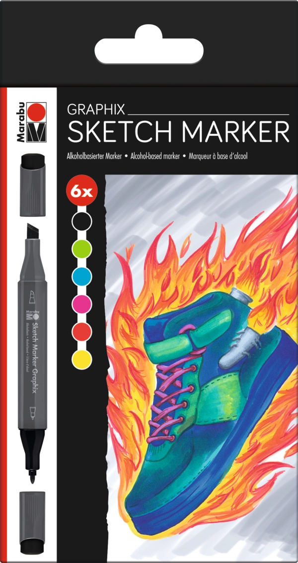 Marabu Sketch Marker Graphix 6pc assortment HEAT