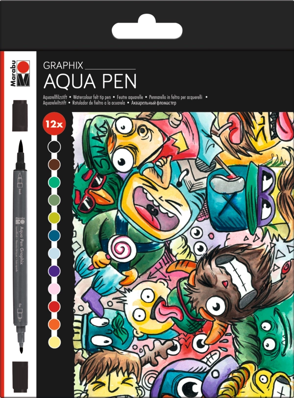 Marabu Aqua Pen Graphix 12pc assortment MEGA MASH