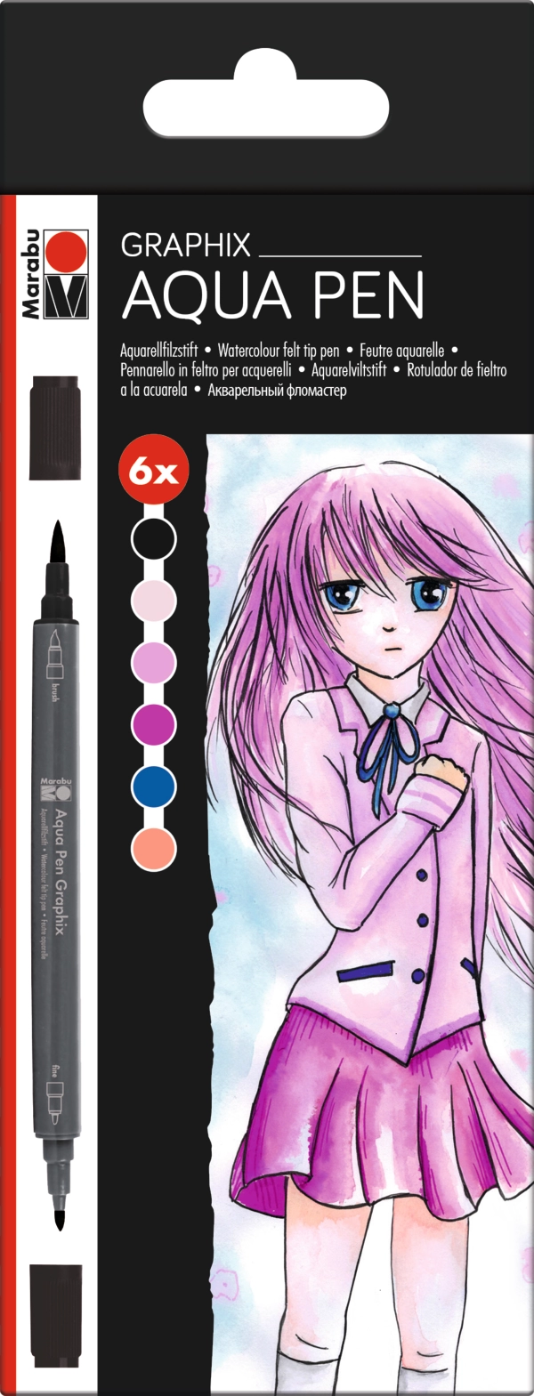 Marabu Aqua Pen Graphix 6pc assortment MA KE MANGA