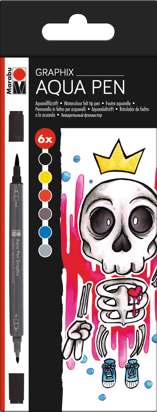 Marabu Aqua Pen Graphix 6pc assortment KING OF BUBBLEGUM
