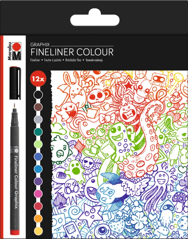 Marabu Fineliner Colour Graphix 12pc assortment DOODLE SUPREME