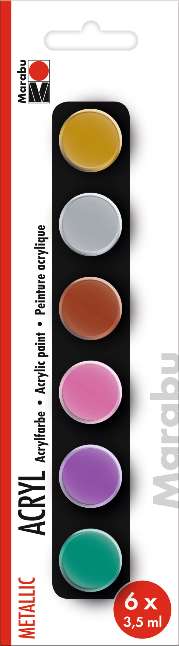 Marabu Acrylic Paints set METALLIC, 6 x 3,5 ml