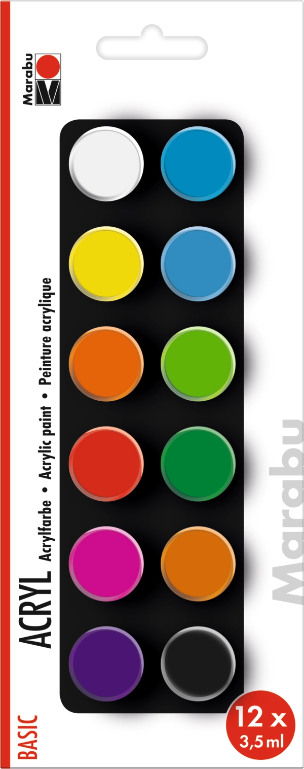 Marabu Acrylic Paints set BASIC, 12 x 3,5 ml