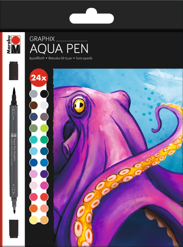 Marabu Aqua Pen Graphix 24pc assortment OCTOPY