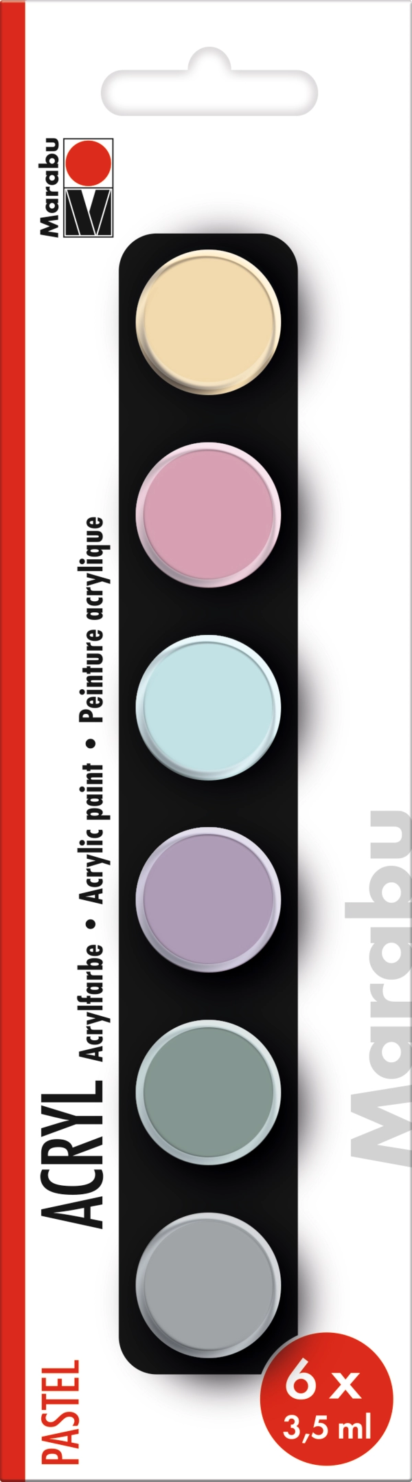 Marabu Acrylic Paints set PASTEL, 6 x 3,5 ml