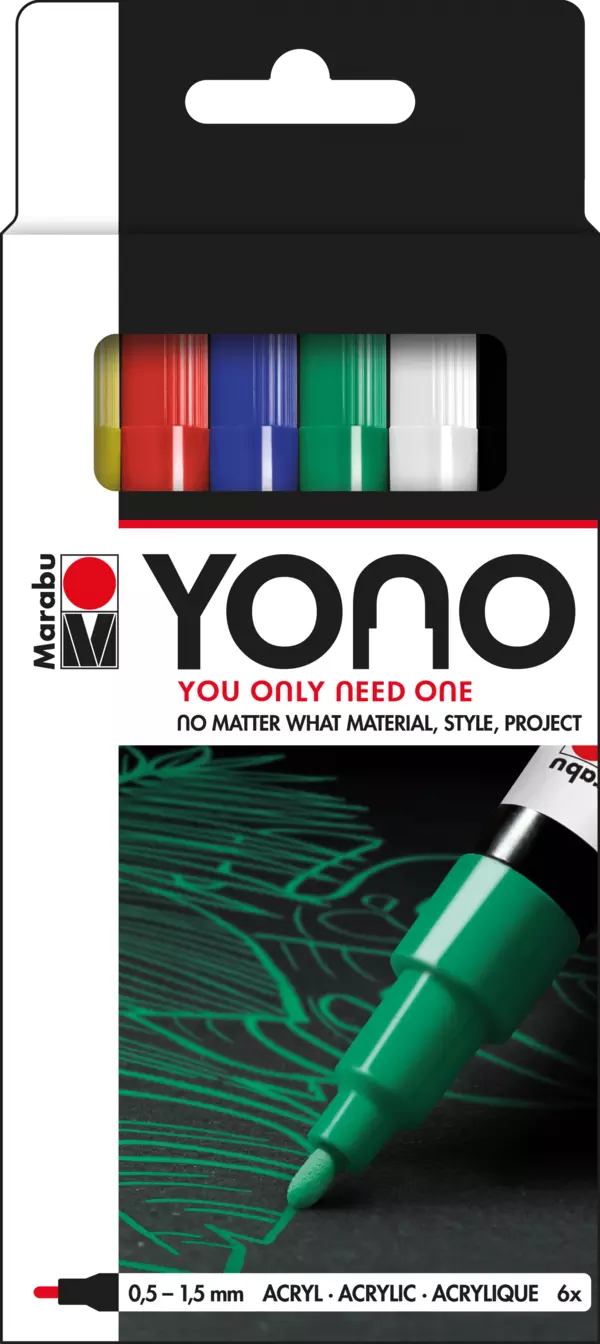 Marabu YONO Marker set, 6 x 0.5-1.5 mm