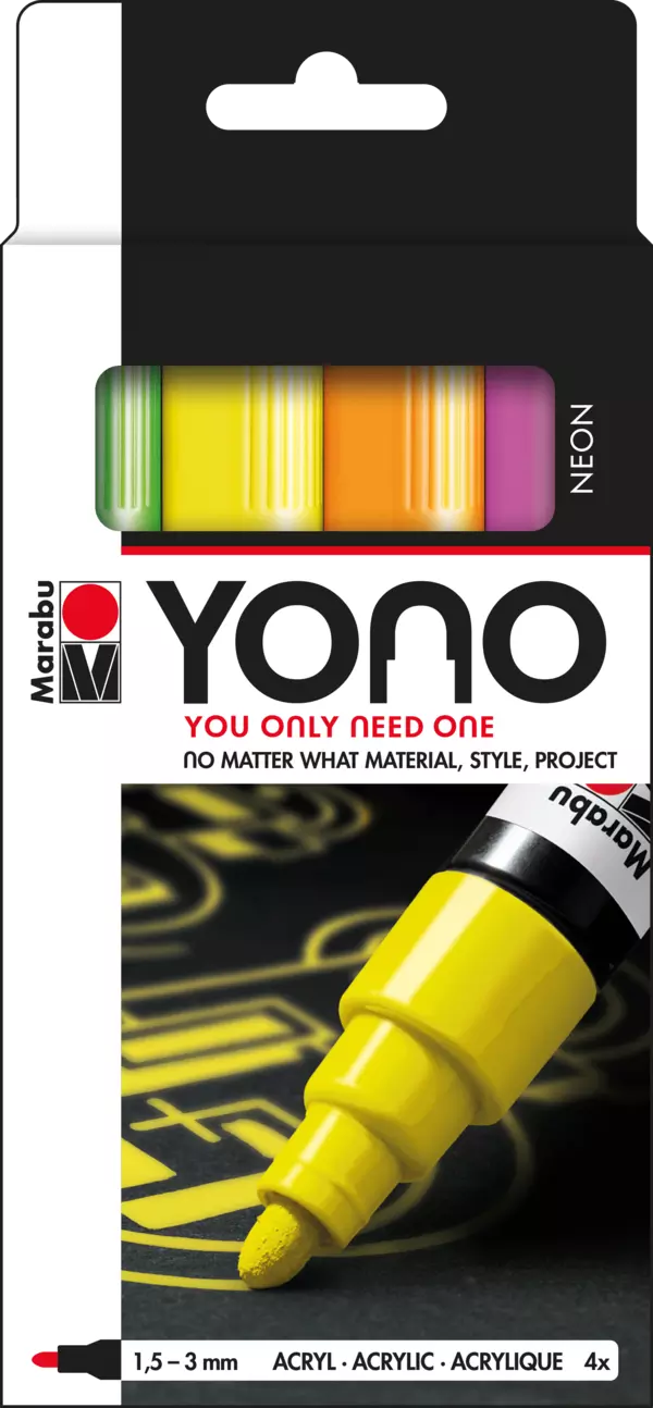 Marabu YONO Marker set NEON, 4 x 1.5-3 mm