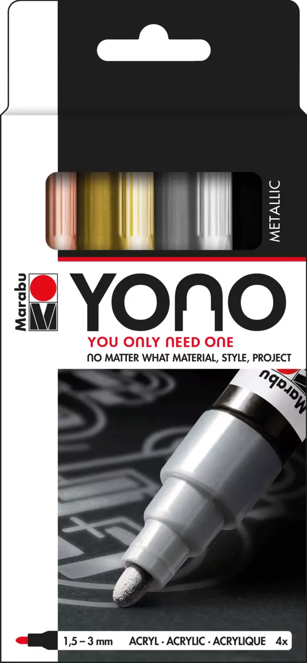 Marabu YONO Marker set METAL, 4 x 1.5-3 mm