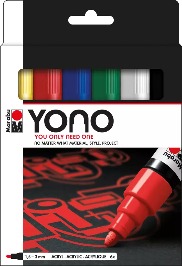Marabu YONO Marker set, 6 x1.5-3 mm
