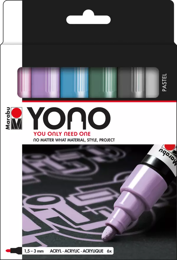 Marabu YONO Marker set PASTEL, 6 x 1.5-3 mm