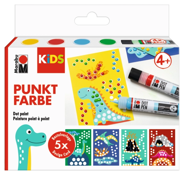 Marabu KiDS Dot Pen Set "Dino", 4 x 25 ml
