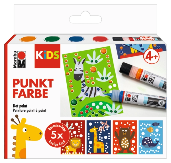 Marabu KiDS Dot Pen Set "Animals", 4 x 25 ml