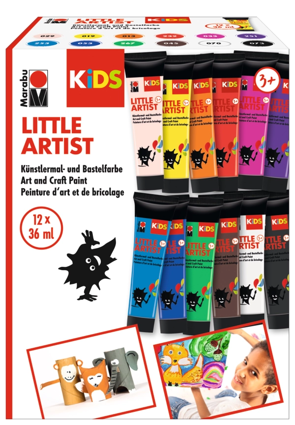 Marabu KiDS Little Artist 12 colour assortment, 12 x 36 ml