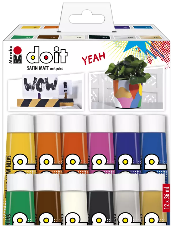 Marabu DO IT Craft Paint 12pc assortment, 12 x 36 ml