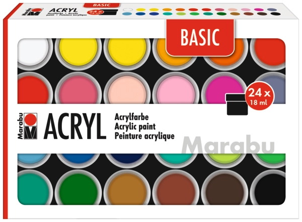 Marabu Acrylic Paints set BASIC, 24 x 18 ml
