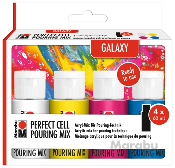 Marabu Perfect Cell Pouring Mix GALAXY, 4 x 60 ml