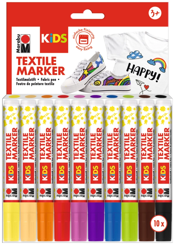 Marabu KiDS Textile Marker assortment of 10 x 3mm