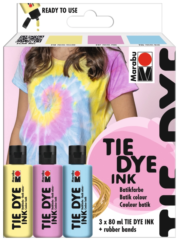 Marabu Tie Dye Ink Set "Pastel", 3 x 80 ml