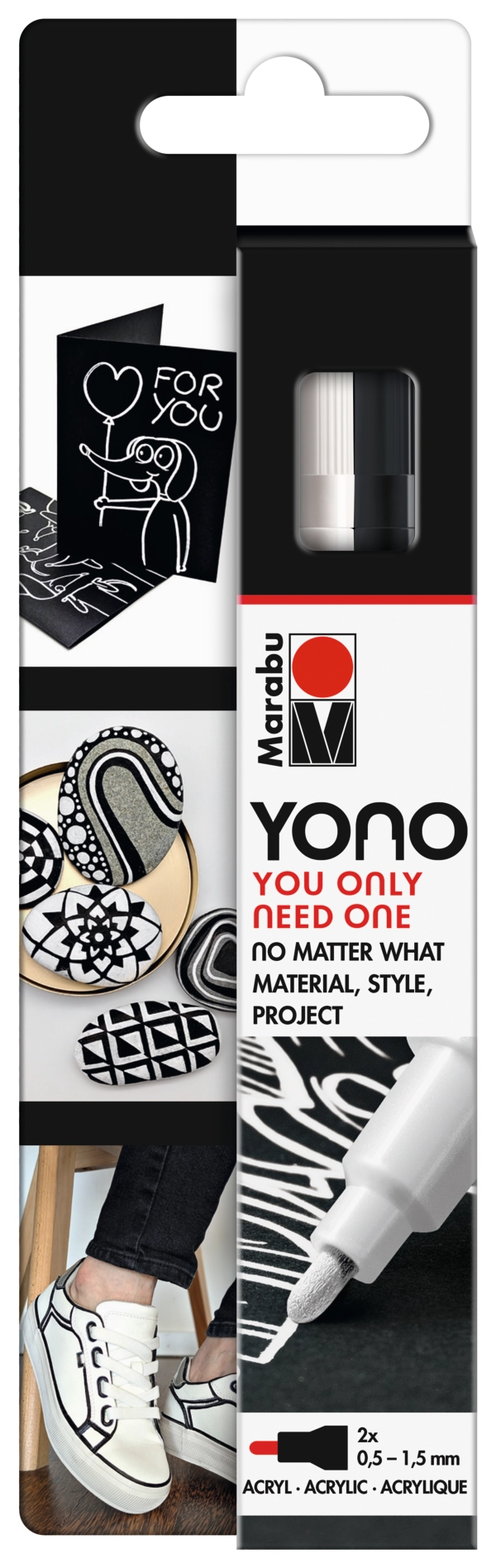 Marabu YONO Marker set B/W, 2 x 0,5- 1,5 mm